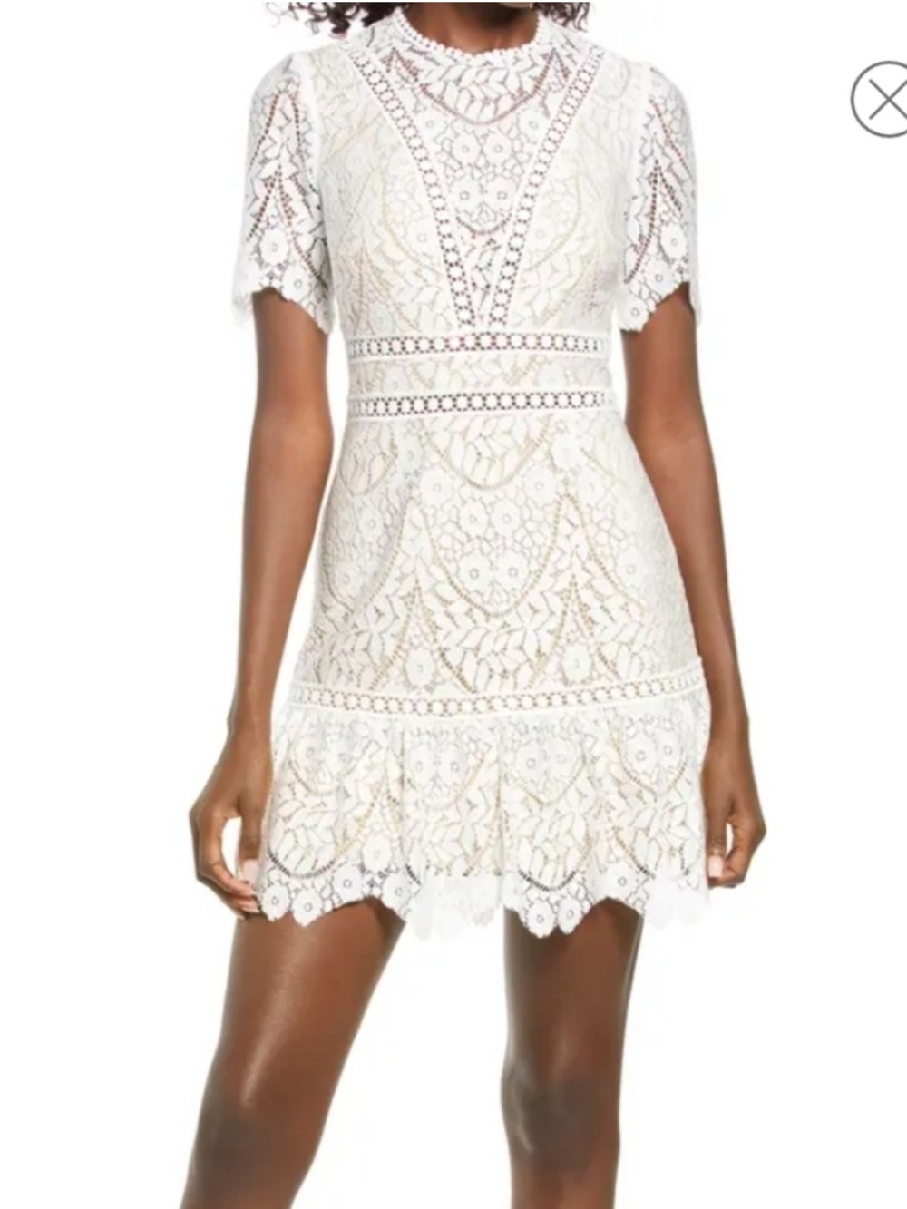 SAYLOR Revolve NWT Darian White Lace Dress Short Sleeve Women’s Size Large
